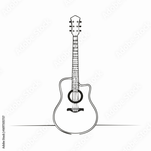Black guitar vector, minimal silhouette style