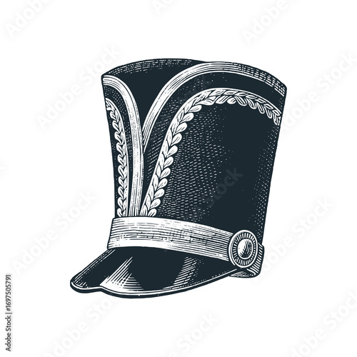 High hat napoleon army – Black and White Icon Vector and Illustration