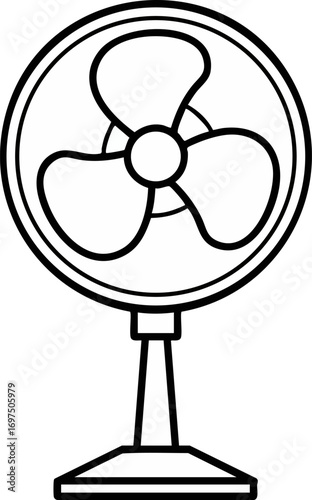 Minimalist Black and White Vector Illustration of Electric Fan Icon on White Background