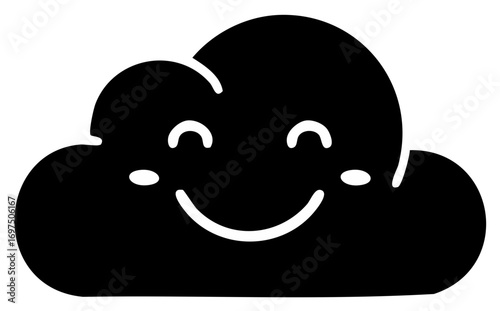 Cheerful cloud character with smiling expression, representing happiness or weather illustration, for graphic design projects