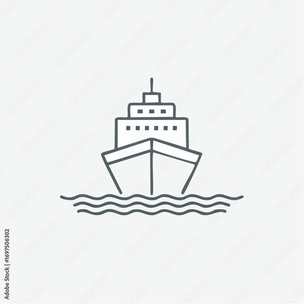 Obraz premium Black ship vector silhouette, minimal flat style