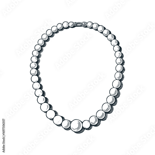 Pearl necklace – Black and White Icon Vector and Illustration