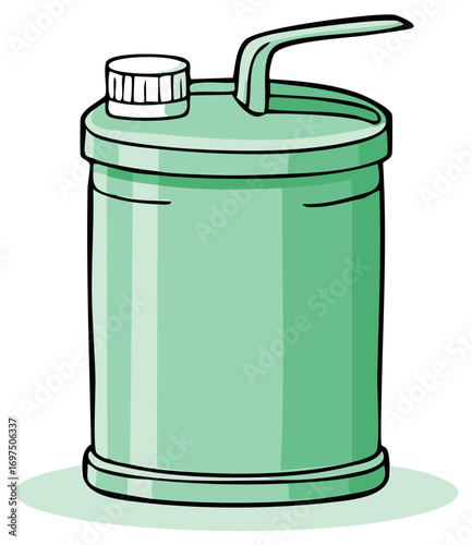 Green Vintage Style Jerrycan with Handle and Cap For Fuel or Liquids
