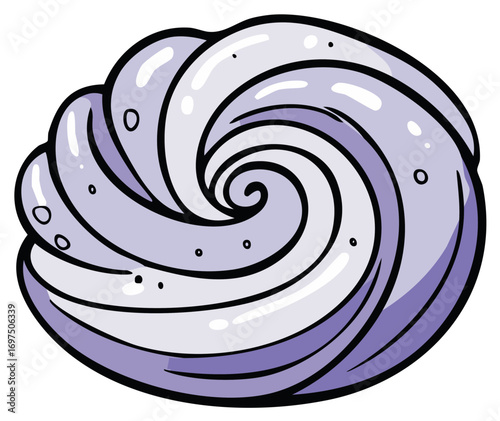 Swirled Lavender Meringue Dessert with Dots Isolated