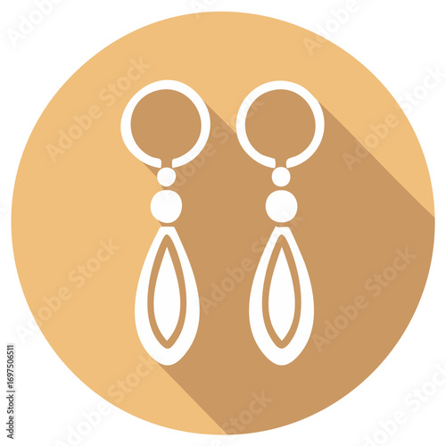 Elegant Drop Earrings with Beads and Rings Flat Design Style
