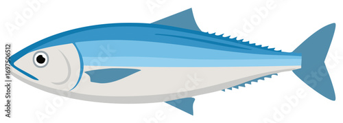 Vector illustration of a blue mackerel, simple ocean fish icon for seafood or fishing design