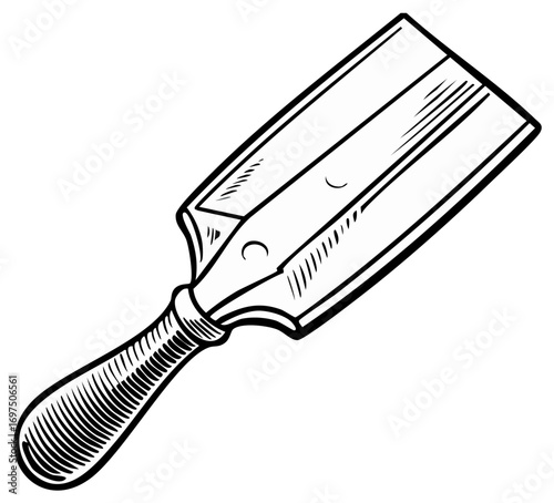 Classic straight razor barber shop grooming tool illustration