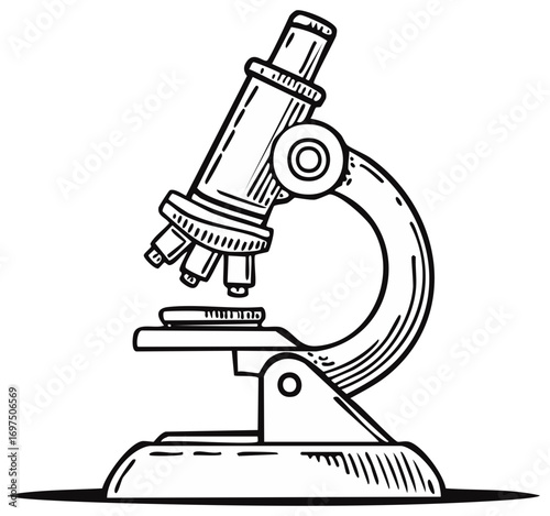 Microscope in Hand Drawn Style for Science Illustration