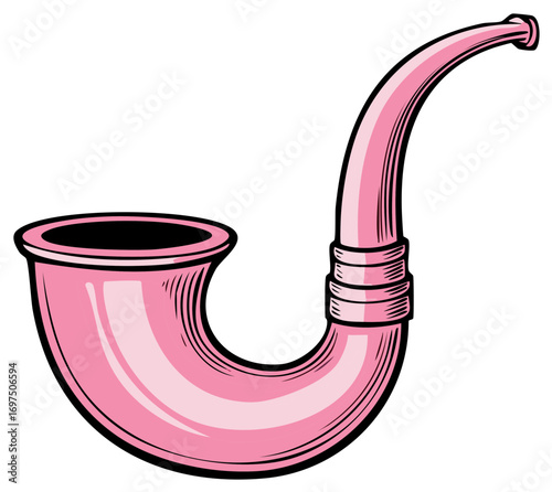 Pink Smoking Pipe Illustration Classic Design Decorative Object