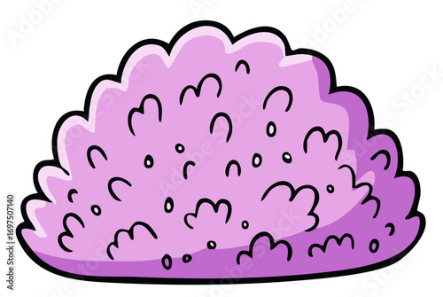 Stylized vibrant purple plant shrub graphic design element