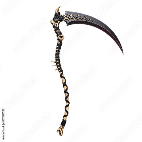 Canvas Print Ornate fantasy grim reaper scythe with skulls