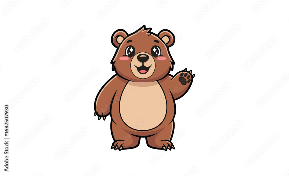 Fototapeta premium cute cartoon bear waving
