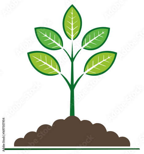 Vibrant green plant seedling growing from fertile soil representing nature and new beginnings