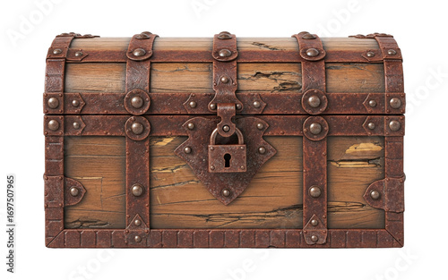 Foto Old wooden pirate treasure chest with lock