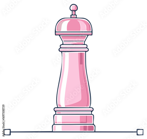 Elegant Pink Pepper Mill Isolated Vector Illustration: Food Preparation, Dining and Culinary