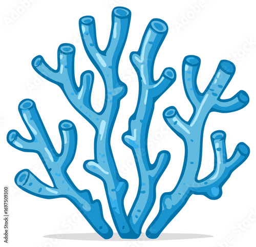 Blue Coral Cartoon Illustration Marine Aquatic Life Element