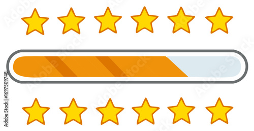 User interface element with yellow rating stars and a loading or progress bar