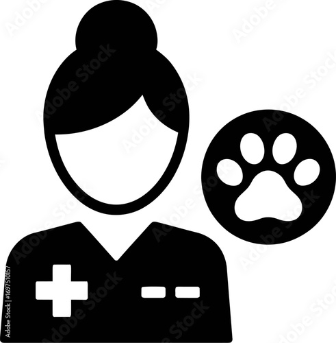 Veterinarian icon with paw print symbol representing animal care