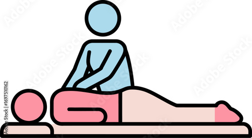 Person receiving therapeutic massage on a flat surface illustration