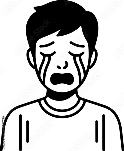Distraught young man crying with tears streaming down his face, expressing deep sadness and despair.
