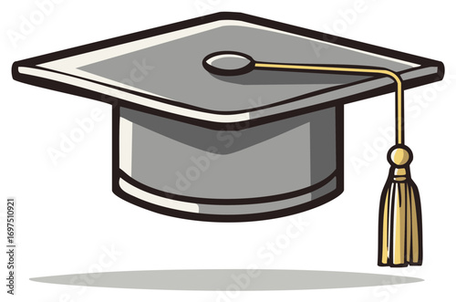 Illustration of Grey Graduation Cap with Gold Tassel Symbolizing Academic Success