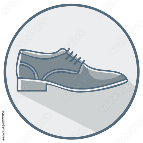 Formal leather shoe design in circle frame vector illustration