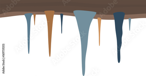 Colorful Stalactites Hanging from Cave Ceiling in Abstract Formation for Nature, Geology, and Underground Design Projects