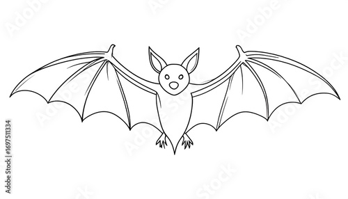 Simple black line drawing of a bat