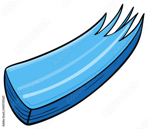 Bright blue stylized comet streaking across space with pointed tail.