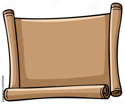Cartoon brown parchment scroll with empty area for text