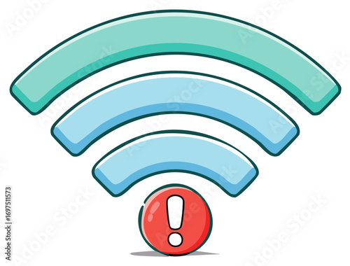 Wireless Signal Symbol with Exclamation Mark Indicating Connectivity Problem