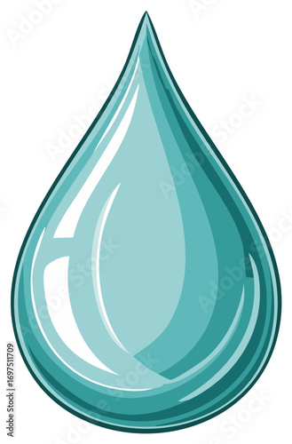 Stylized teal droplet with glossy finish, depicting fresh water and pristine purity, suitable for eco-themed designs and branding.