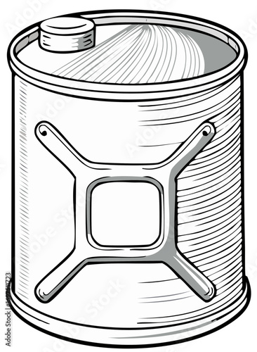 Stylized illustration of an oil can, with a handle and cap