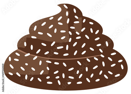 Brown stylized pile with white sprinkles, a humorous or silly graphic design element