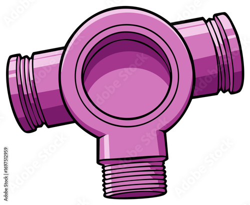 Purple Pipe Fitting Connector with Screw Threads for Plumbing and Water Systems