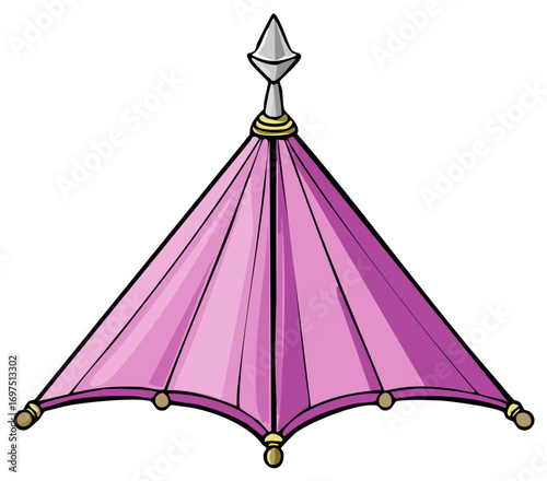 Decorative purple pagoda style roof with ornate finial cartoon design