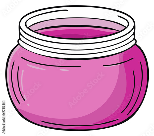 Pink Jar with Liquid Product Cartoon Illustration