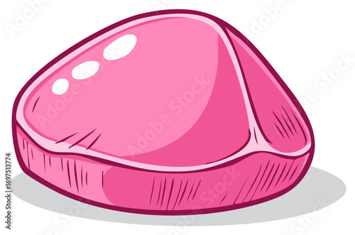 Vibrant pink abstract fluid shape illustration with smooth glossy surface and soft highlights