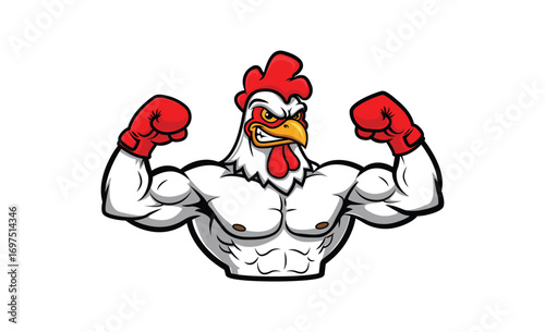 muscular cartoon chicken