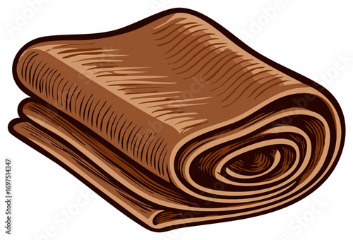 Folded Fabric Design of Brown Quilted Textile or Upholstery with Detailed Engraved Texture