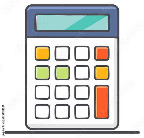 Simple colorful calculator mathematical calculation device graphic