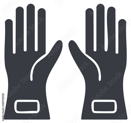 Pair of dark protective work gloves for safety and hygiene icon