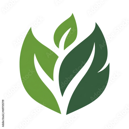 Stylized Green Leaves Forming An Abstract Plant Motif Against A Transparent Background