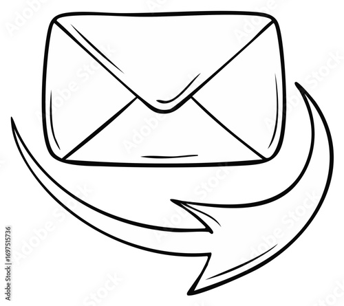 Envelope with a Circular Arrow Concept Illustration of Message Delivery and Response