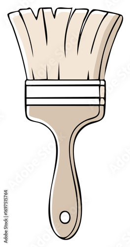 Illustration of a paint brush with a handle and bristles for applying paint to walls