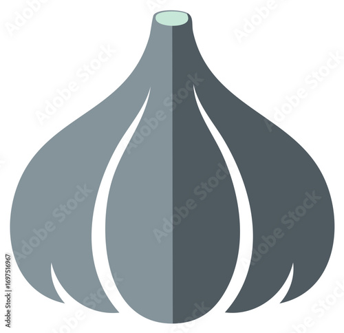 Stylized Garlic Bulb Flat Design Healthy Food Ingredient Kitchen Herb Seasoning