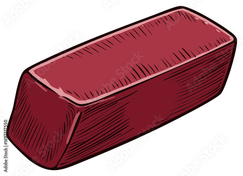 Sketch of a solid red bar with a thick black outline and hatching detail