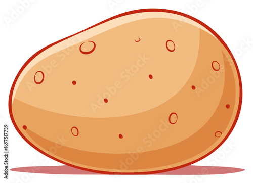 Single potato illustration featuring brown skin and small blemishes in an isolated view