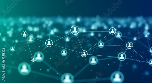 Abstract network of people icons connected digitally