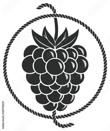Stylized Blackberry Silhouette Framed by Twisted Rope Emblem